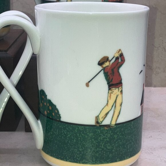 Vintage 90’s Set of 4 Christopher Stuart Fairway Cappuccino Mugs Optima HK 204 - Picture 6 of 12